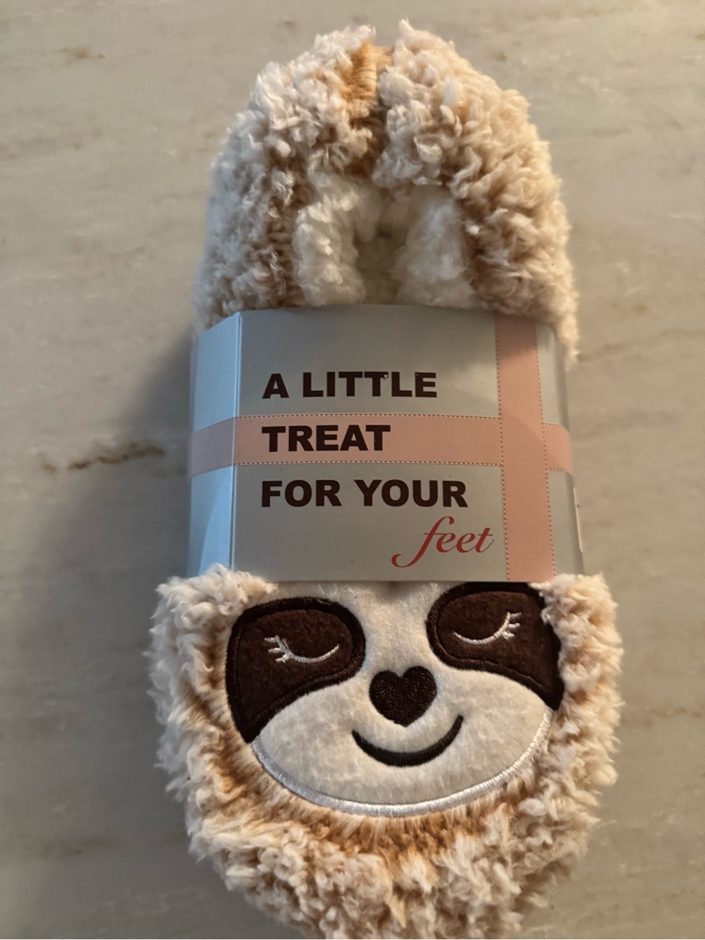 Cozy Sloth Plush Small Pet Slipper Socks - Cream
